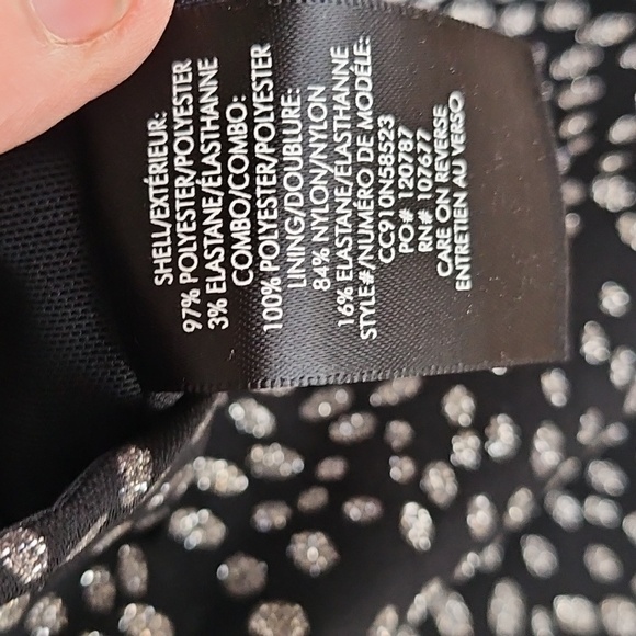 Alice + Olivia Inka Glitter Dot Dress Black Metallic Bodycon Strong Shoulder 12 - Picture 14 of 14